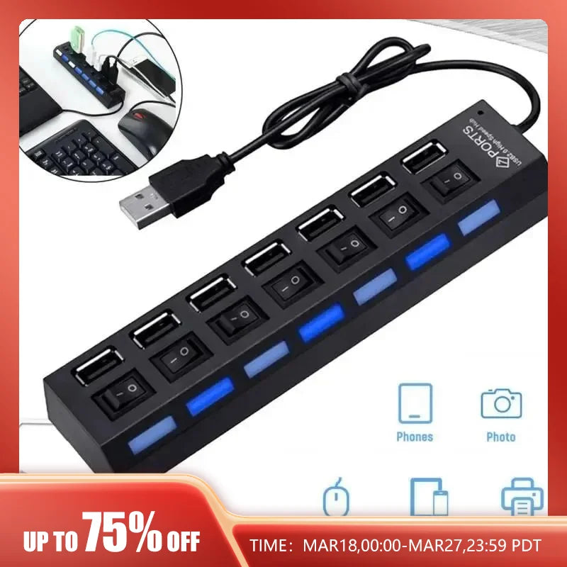 USB Hub Hub USB Adapter Multi Ports Use Power Adapter Extensor USB 2.0 PC Computer Accessories Switch USB For Laptop